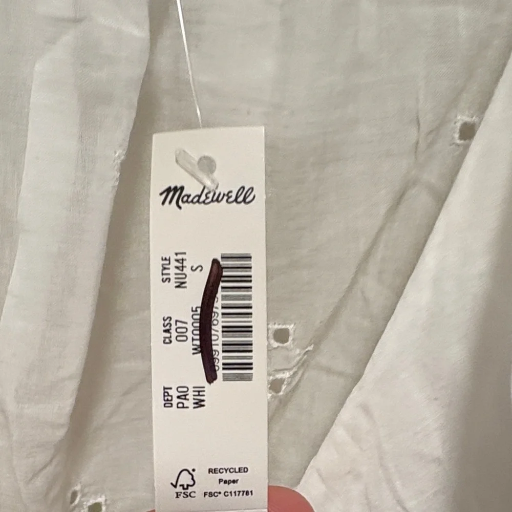 Madewell White Eyelet Ruffle Puffy Sleeve Blouse Top Brand New - Picture 9 of 15